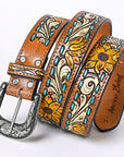 American Darling ADBLF204-L Beautifully Hand Tooled Genuine American Leather Belt Men and Women