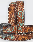 Beautifully Hand Tooled Hand Painted Genuine American Leather Belt Men and Women