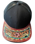 American Darling Men Women Adjustable Cap With Leather On Visor Black