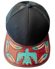 American Darling Men Women Adjustable Cap With Leather On Visor Black