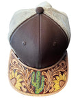 American Darling Men Women Adjustable Cap With Leather On Visor Brown