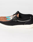 American Darling ADFT133BK3 Hand tooled carved genuine leather trim lightweight shoe footwear slip on