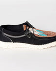 American Darling ADFT133BK3 Hand tooled carved genuine leather trim lightweight shoe footwear slip on