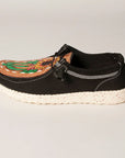 American Darling ADFT133BK7 Hand tooled carved genuine leather trim lightweight shoe footwear slip on