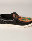 American Darling ADFT133BK7 Hand tooled carved genuine leather trim lightweight shoe footwear slip on
