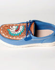 American Darling ADFT133BL1 Hand tooled carved genuine leather trim lightweight shoe footwear slip on