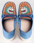 American Darling ADFT133BL1 Hand tooled carved genuine leather trim lightweight shoe footwear slip on