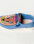 American Darling ADFT133BL2 Hand tooled carved genuine leather trim lightweight shoe footwear slip on