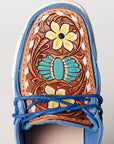 American Darling ADFT133BL5 Hand tooled carved genuine leather trim lightweight shoe footwear slip on