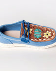 American Darling ADFT133BL5 Hand tooled carved genuine leather trim lightweight shoe footwear slip on
