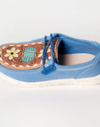 American Darling ADFT133BL5 Hand tooled carved genuine leather trim lightweight shoe footwear slip on
