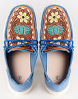 American Darling ADFT133BL5 Hand tooled carved genuine leather trim lightweight shoe footwear slip on