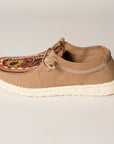 American Darling ADFT133BR6 Hand tooled carved genuine leather trim lightweight shoe footwear slip on