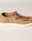 American Darling ADFT133BR6 Hand tooled carved genuine leather trim lightweight shoe footwear slip on