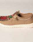 American Darling ADFT133BR12 Hand tooled carved genuine leather trim lightweight shoe footwear slip on