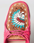 American Darling ADFT133FU1 Hand tooled carved genuine leather trim lightweight shoe footwear slip on