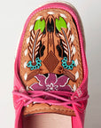 American Darling ADFT133FU2 Hand tooled carved genuine leather trim lightweight shoe footwear slip on