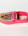 American Darling ADFT133FU2 Hand tooled carved genuine leather trim lightweight shoe footwear slip on