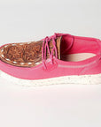 American Darling ADFT133FU4 Hand tooled carved genuine leather trim lightweight shoe footwear slip on