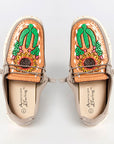 American Darling ADFT133GR7 Hand tooled carved genuine leather trim lightweight shoe footwear slip on