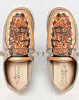 American Darling ADFT133GR13 Hand tooled carved genuine leather trim lightweight shoe footwear slip on