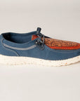 American Darling ADFT133NV11 Hand tooled carved genuine leather trim lightweight shoe footwear slip on