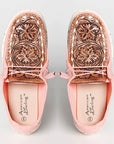 American Darling ADFT133PK4 Hand tooled carved genuine leather trim lightweight shoe footwear slip on