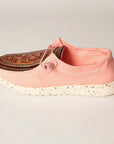 American Darling ADFT133PK9 Hand tooled carved genuine leather trim lightweight shoe footwear slip on