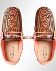 American Darling ADFT133PK9 Hand tooled carved genuine leather trim lightweight shoe footwear slip on