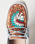 American Darling ADFT133SB1 Hand tooled carved genuine leather trim lightweight shoe footwear slip on