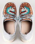 American Darling ADFT133SB1 Hand tooled carved genuine leather trim lightweight shoe footwear slip on