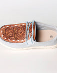 American Darling ADFT133SB4 Hand tooled carved genuine leather trim lightweight shoe footwear slip on
