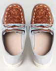 American Darling ADFT133SB4 Hand tooled carved genuine leather trim lightweight shoe footwear slip on