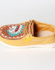 American Darling ADFT133YL1 Hand tooled carved genuine leather trim lightweight shoe footwear slip on