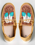 American Darling ADFT133YL3 Hand tooled carved genuine leather trim lightweight shoe footwear slip on