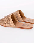 American Darling Floral Hand Curved Genuine Western Leather Flip Flop Sliper Loafer