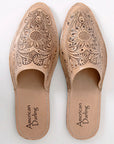 American Darling Floral Hand Curved Genuine Western Leather Flip Flop Sliper Loafer