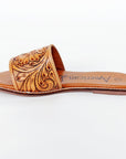 American Darling ADFTE106 Hand tooled carved genuine leather sandal footwear flip flop