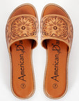 American Darling ADFTE106 Hand tooled carved genuine leather sandal footwear flip flop