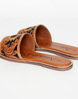 American Darling ADFTE106A Hand tooled carved genuine leather sandal footwear flip flop