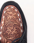 American Darling ADFT135 Hand tooled carved genuine leather trim lightweight shoe footwear slip on