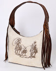 Hobo Hair On Saddle Blanket Genuine Leather Western Bag For Women