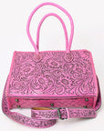American Darling Tote Hand Tooled Genuine Leather Western Women Bag Handbag Purse | Pink | Western Tote Bag | Travel Tote Bags
