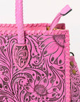 American Darling Tote Hand Tooled Genuine Leather Western Women Bag Handbag Purse | Pink | Western Tote Bag | Travel Tote Bags