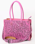 American Darling Tote Hand Tooled Genuine Leather Western Women Bag Handbag Purse | Pink | Western Tote Bag | Travel Tote Bags