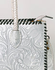 American Darling Tote Hand Tooled Genuine Leather Western Women Bag Handbag Purse | White | Western Tote Bag | Travel Tote Bags