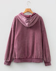 Solid Half-Zip Kangaroo Pocket Baggy Hoodie