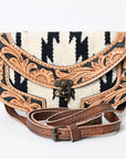 Compact Genuine Leather Western Clutch With Crossbody Strap And Multiple Interior Pockets