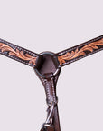 HILASON Western Horse Floral Breast Collar Headstall Genuine Leather Brown