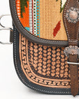 Hilason Floral Western Horse Leather Saddle Bag Heavyduty Traditional Trail Ride